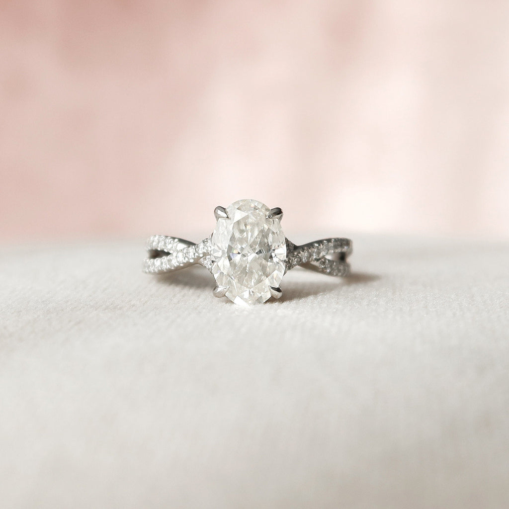 1.50 CT Oval Cut Moissanite Pave Setting Engagement Ring