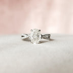 1.50 CT Oval Cut Moissanite Pave Setting Engagement Ring