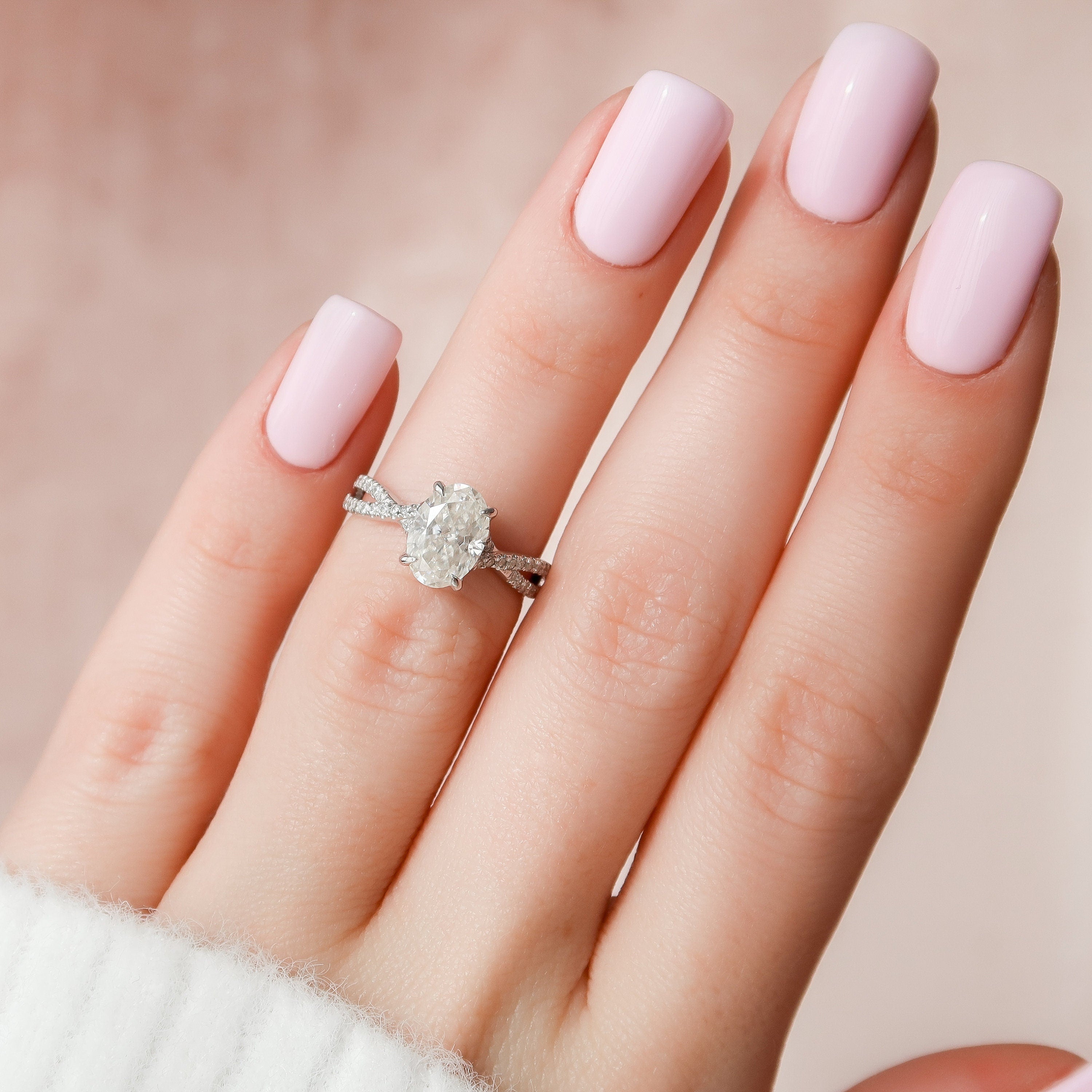 1.50 CT Oval Cut Moissanite Pave Setting Engagement Ring