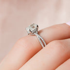 1.50 CT Oval Cut Moissanite Pave Setting Engagement Ring