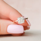 2.0 CT Cushion Cut Moissanite Hidden Halo Engagement Ring