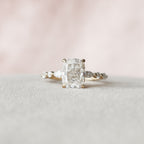 2.50 CT Elongated Cushion Moissanite Pave Engagement Ring
