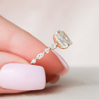 2.50 CT Elongated Cushion Moissanite Pave Engagement Ring