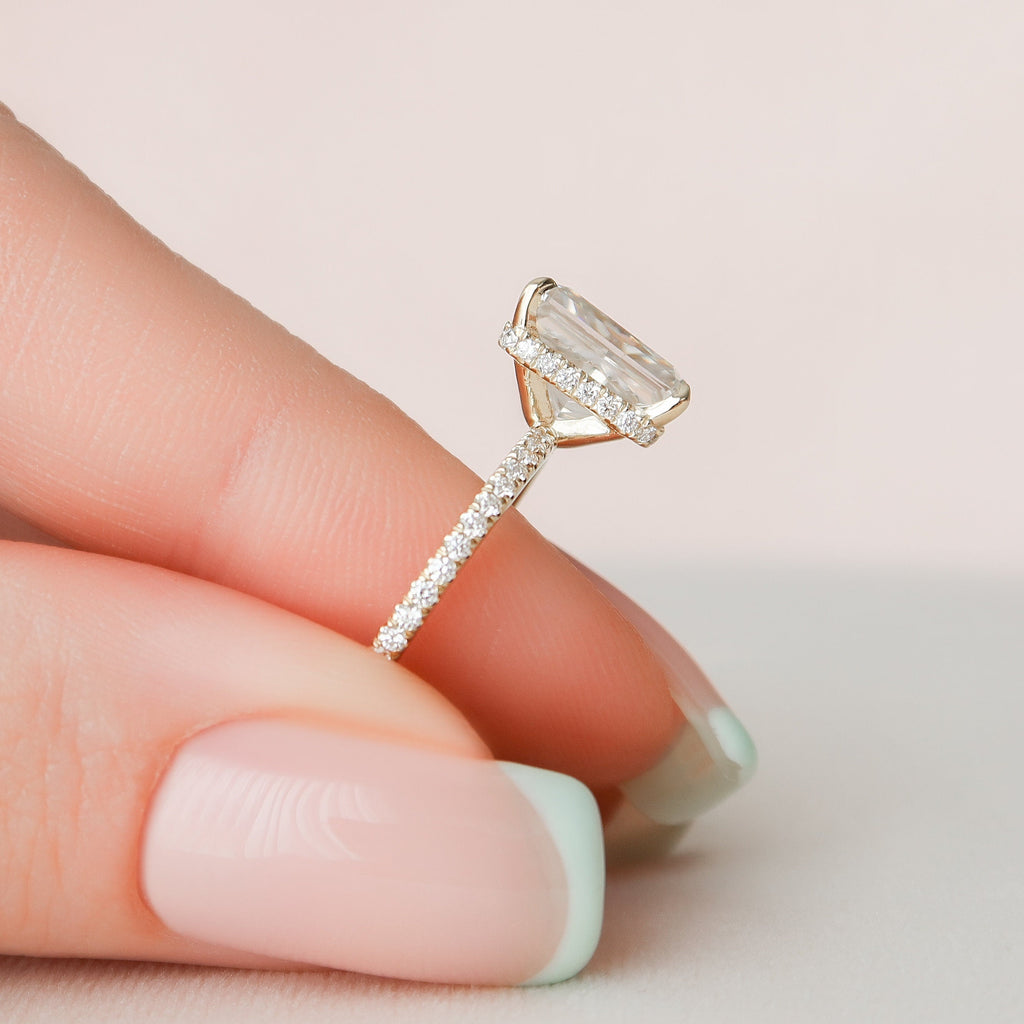 3.50 CT Radiant Moissanite Pave Setting Engagement Ring