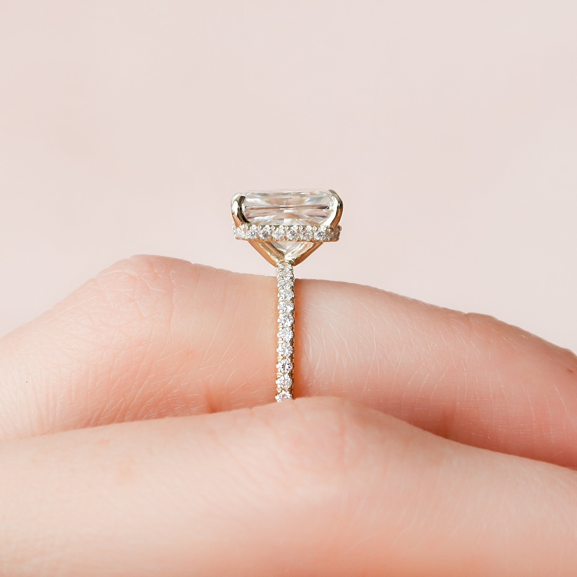 3.50 CT Radiant Moissanite Pave Setting Engagement Ring