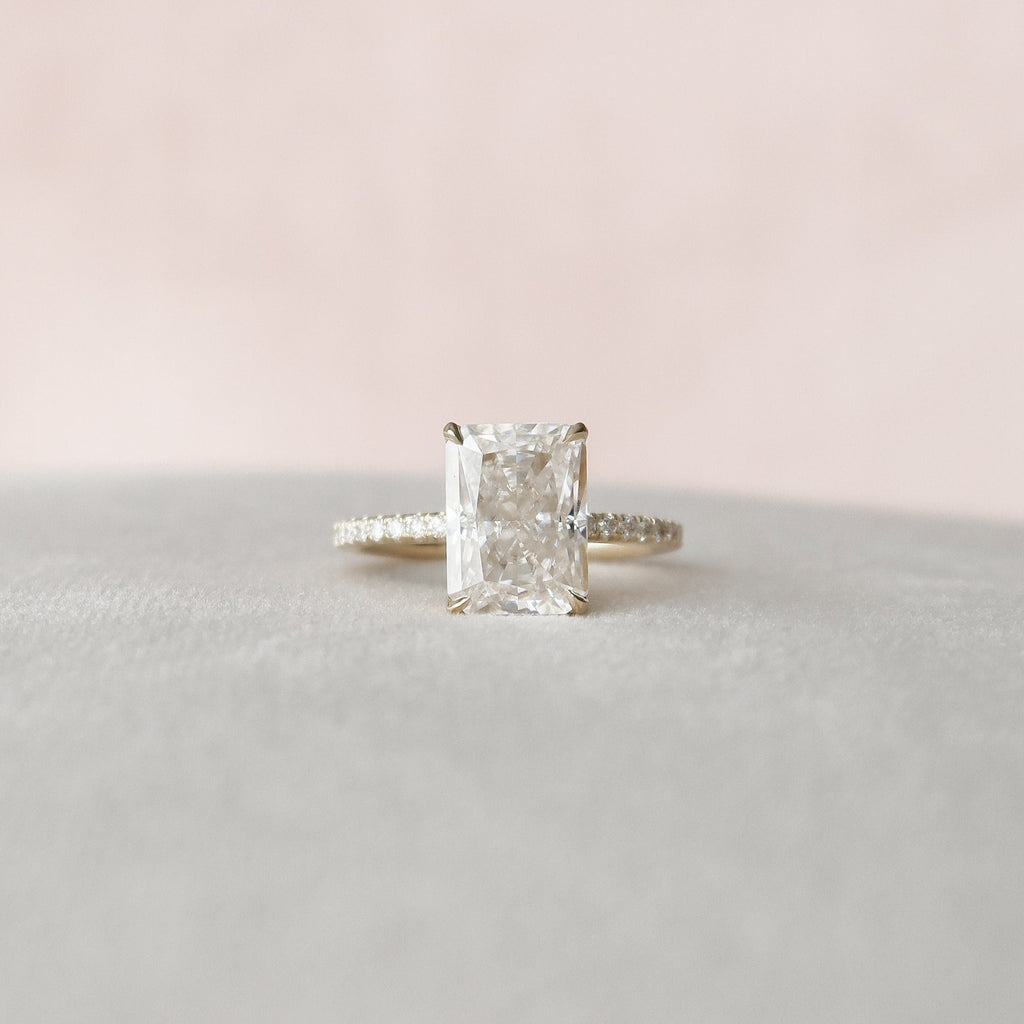 3.50 CT Radiant Moissanite Pave Setting Engagement Ring