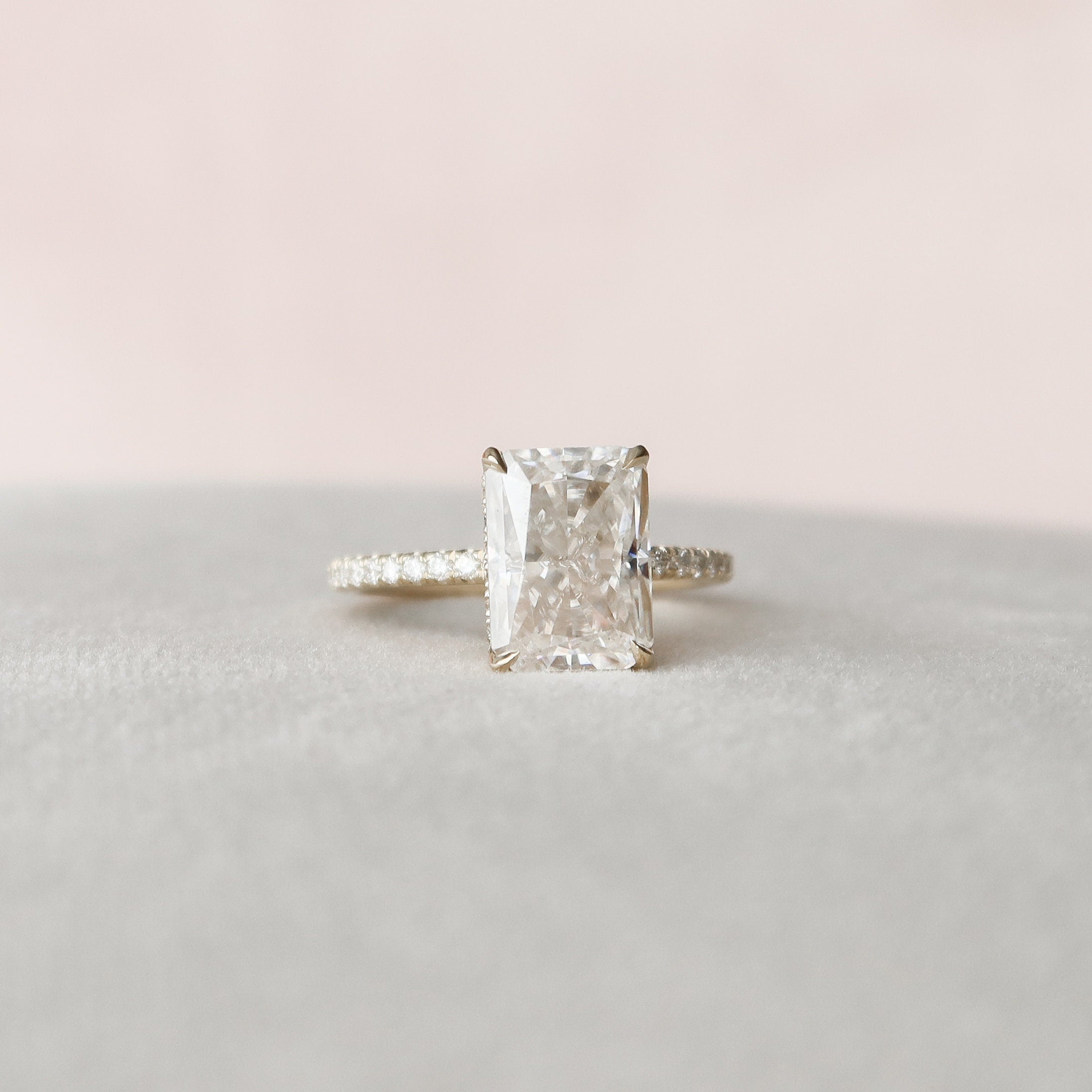 3.50 CT Radiant Moissanite Pave Setting Engagement Ring