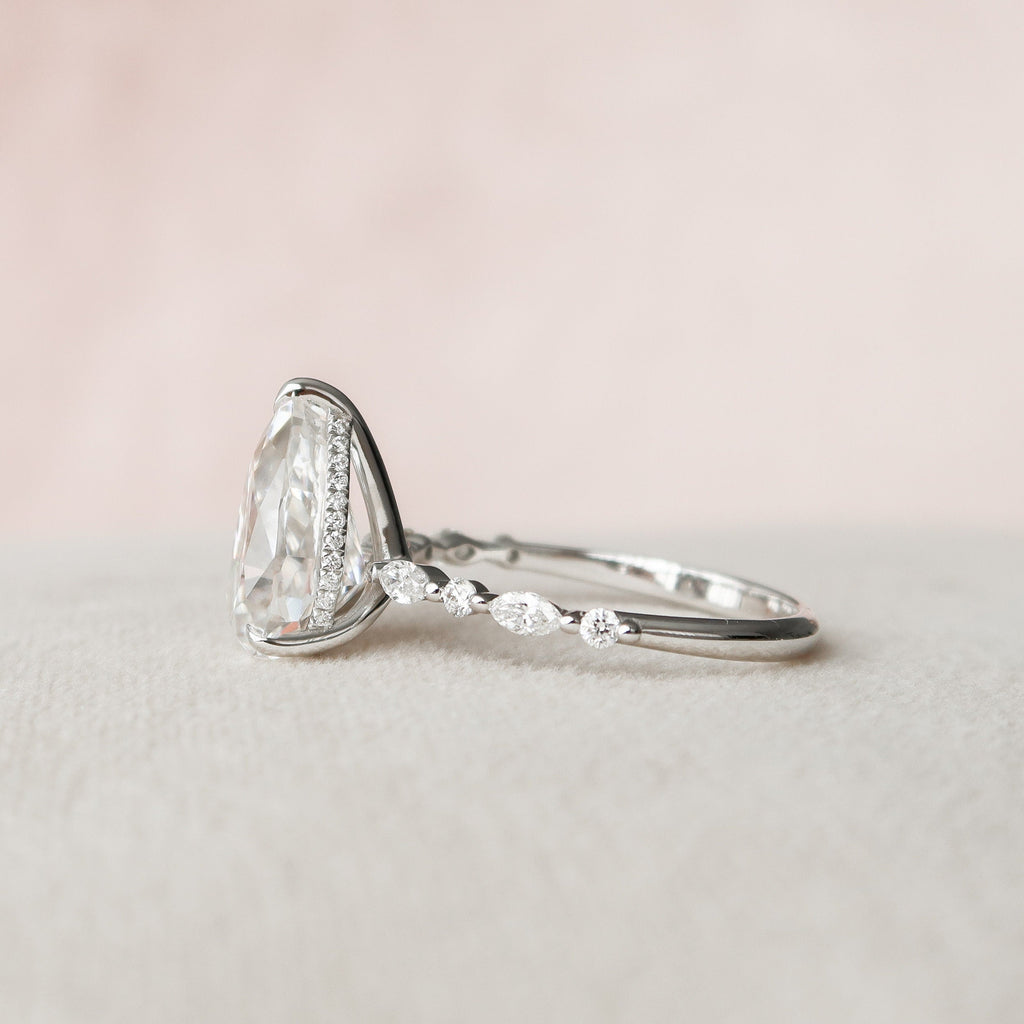 4.0 CT Pear Moissanite Pave Setting Engagement Ring