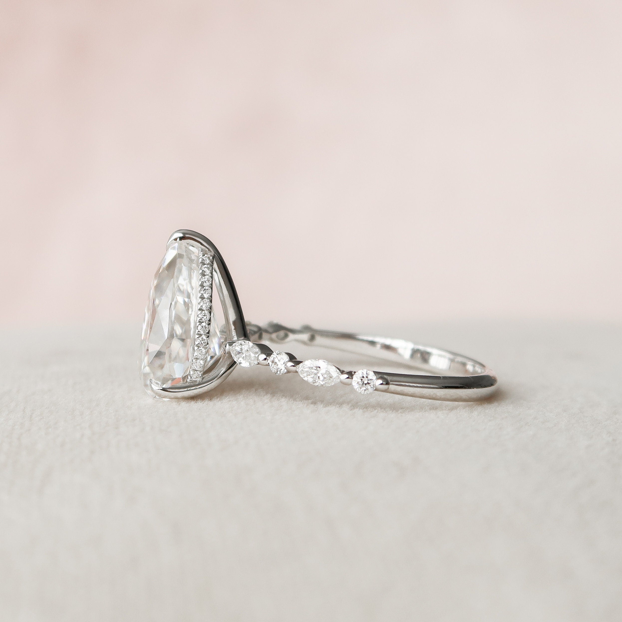 4.0 CT Pear Moissanite Pave Setting Engagement Ring