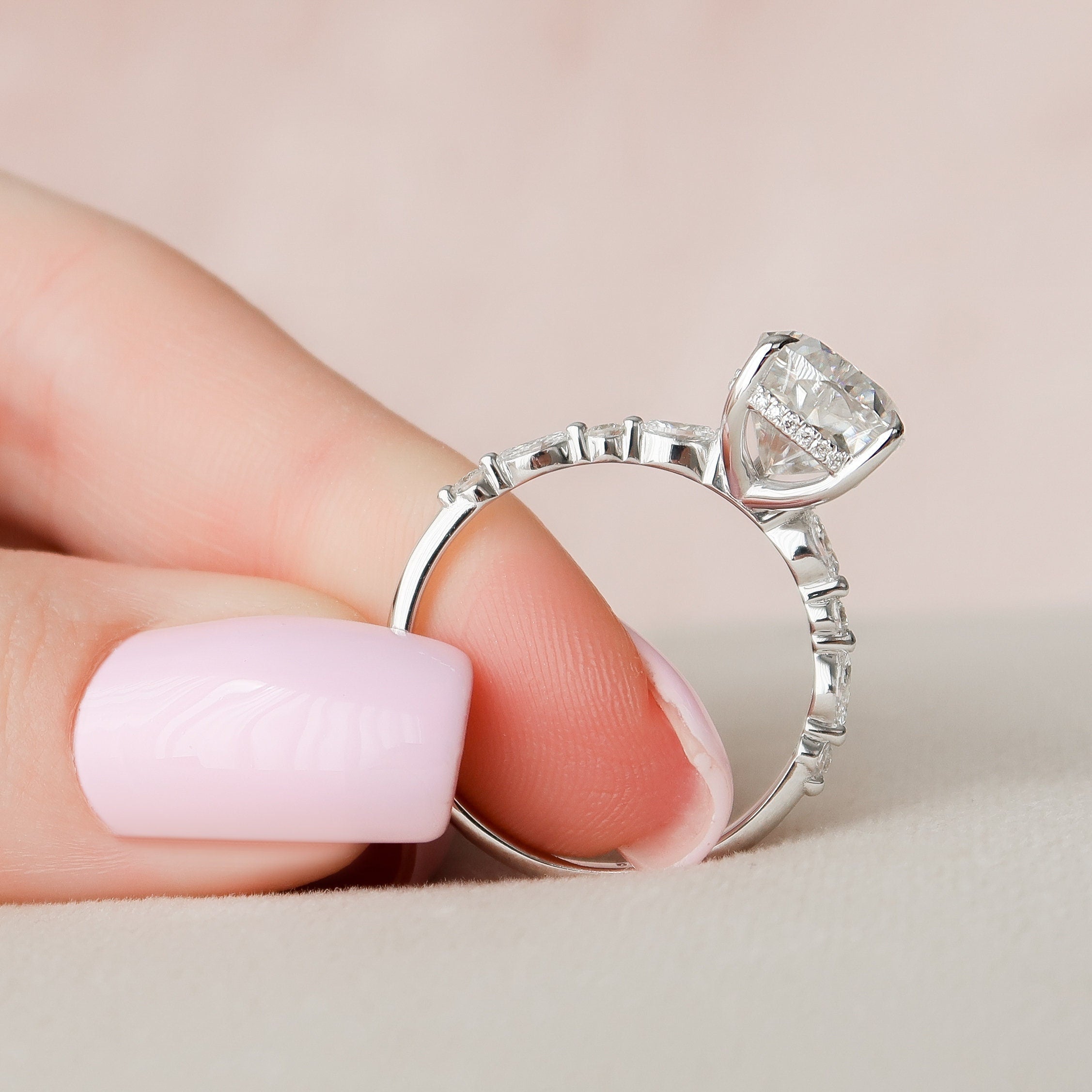 4.0 CT Pear Moissanite Pave Setting Engagement Ring