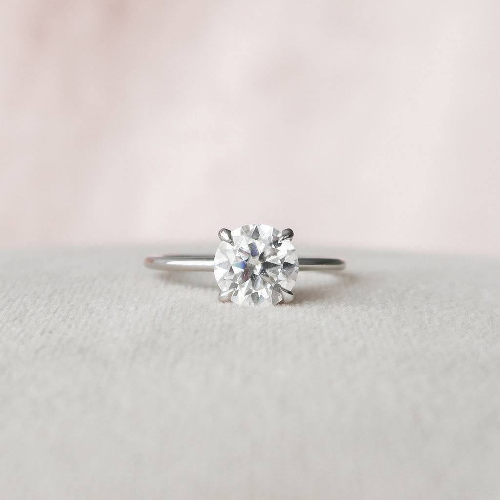 2.0 CT Round Moissanite Hidden Halo Setting Engagement Ring