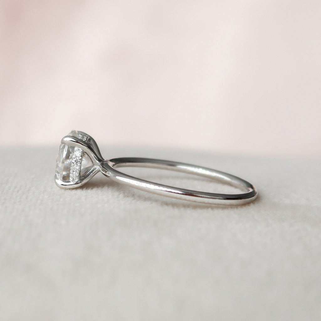 2.0 CT Round Moissanite Hidden Halo Setting Engagement Ring