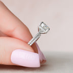 2.50CT Cushion Cut Moissanite Pave Bridal Ring Set