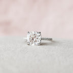 2.50 CT Cushion Moissanite Pave Setting Engagement Ring