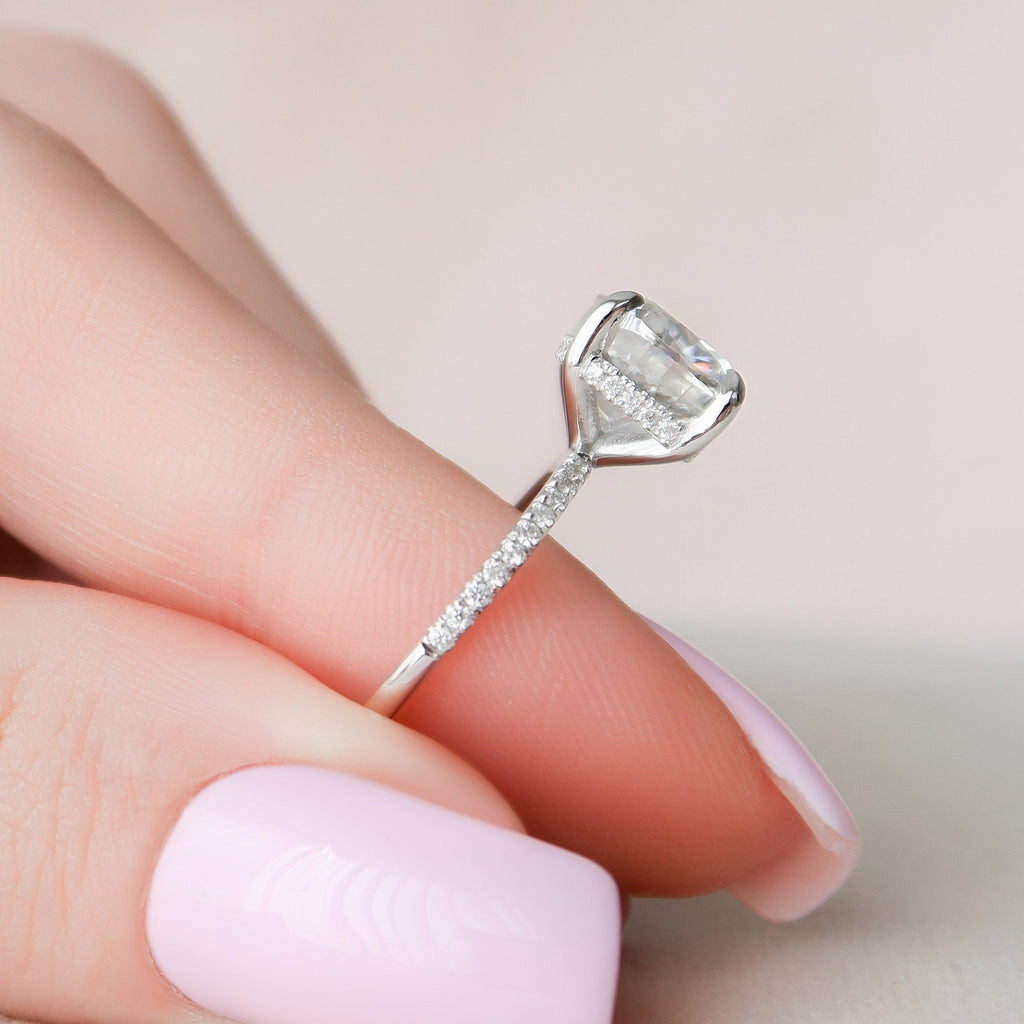 2.50 CT Cushion Moissanite Pave Setting Engagement Ring