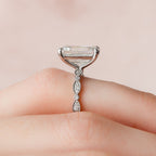 5.0 CT Emerald Cut Moissanite Pave Engagement Ring