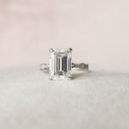 5.0 CT Emerald Cut Moissanite Pave Engagement Ring
