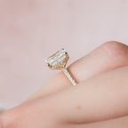 2.0 CT Elongated Cushion Cut Moissanite Hidden Halo & pave Engagement Ring
