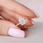 2.0 CT Elongated Cushion Cut Moissanite Hidden Halo & pave Engagement Ring