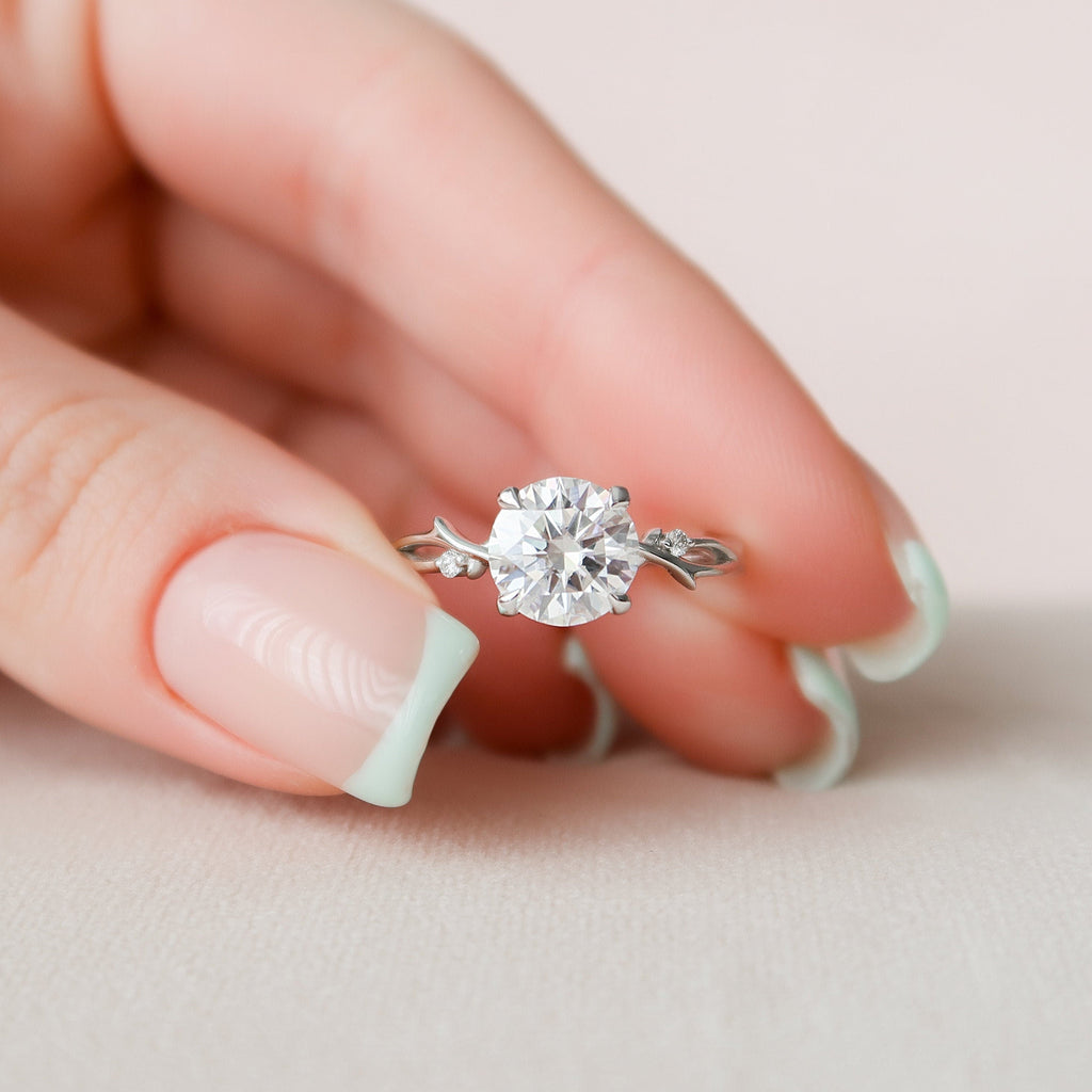 2.0 CT Round Cut Moissanite Nature Inspired Engagement Ring