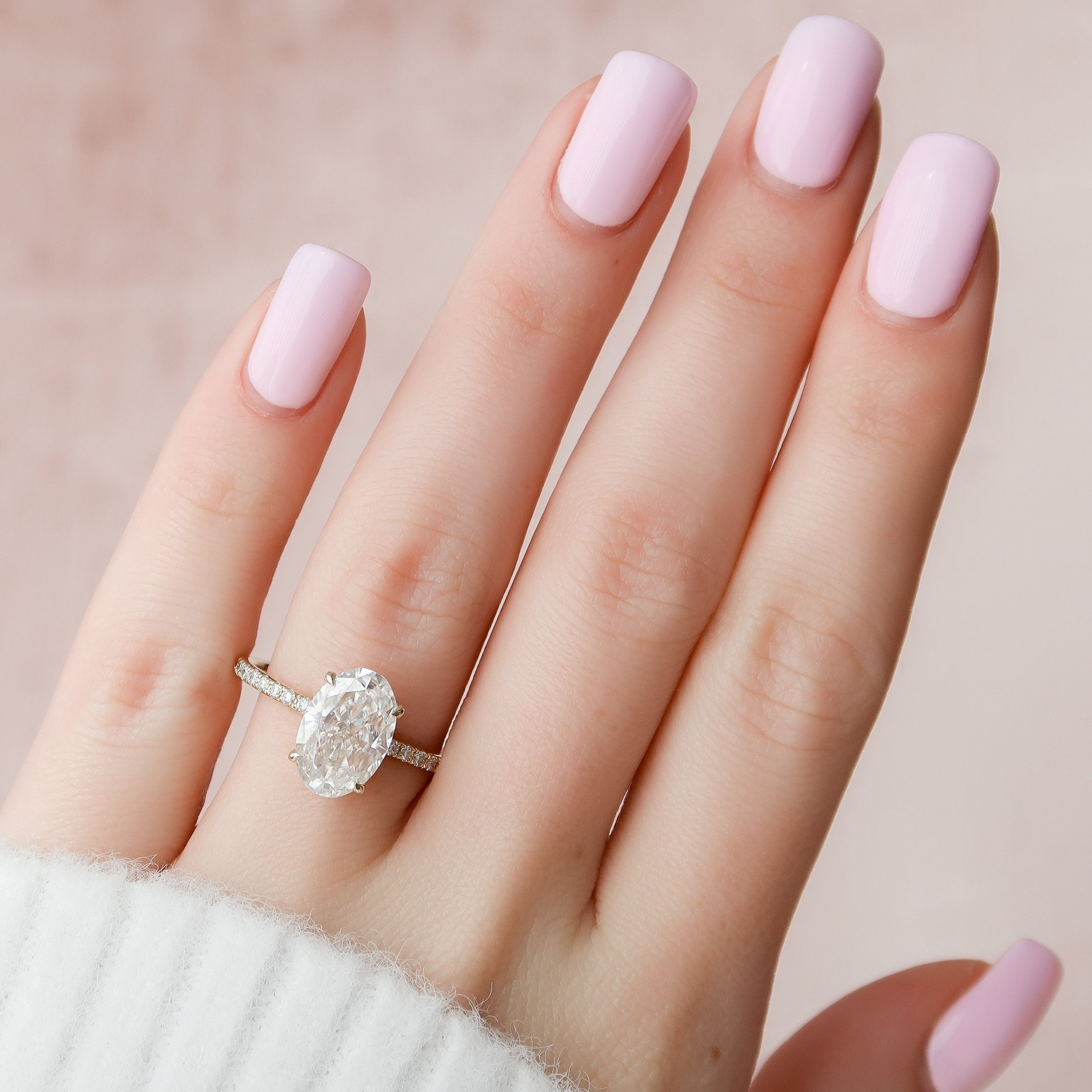 3.50 CT Oval Moissanite Pave Setting Engagement Ring