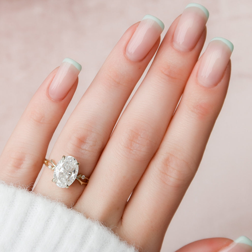 4.0 CT Oval Cut Moissanite Nature Inspired Engagement Ring