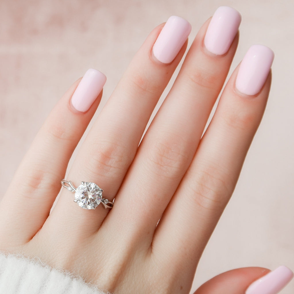 2.50 CT Round Moissanite Nature Inspired Twig Style Engagement Ring
