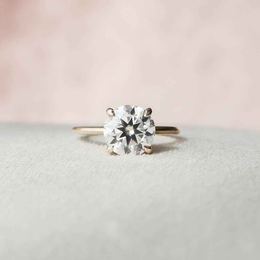 2.0 CT Round Moissanite Hidden Halo Setting Engagement Ring