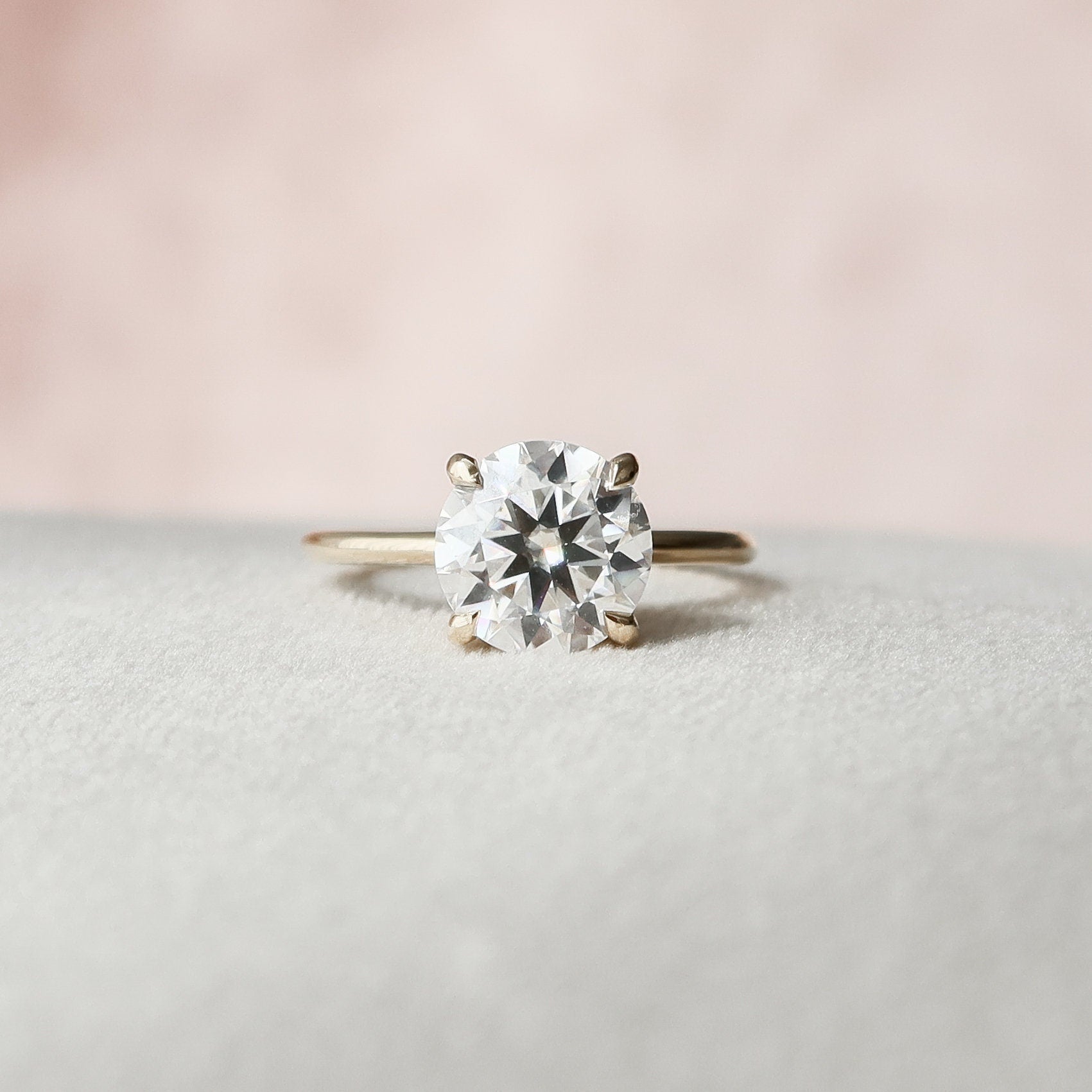 2.0 CT Round Moissanite Hidden Halo Setting Engagement Ring