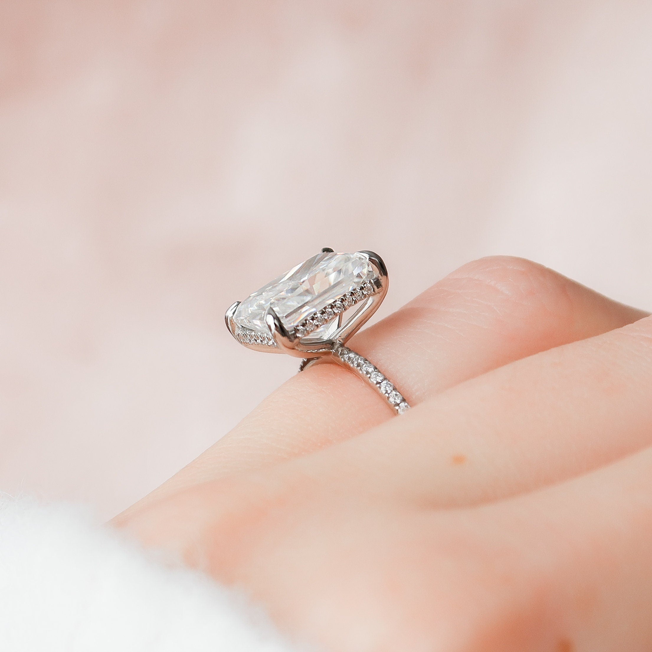 5.0 CT Radiant Moissanite Pave Engagement Ring