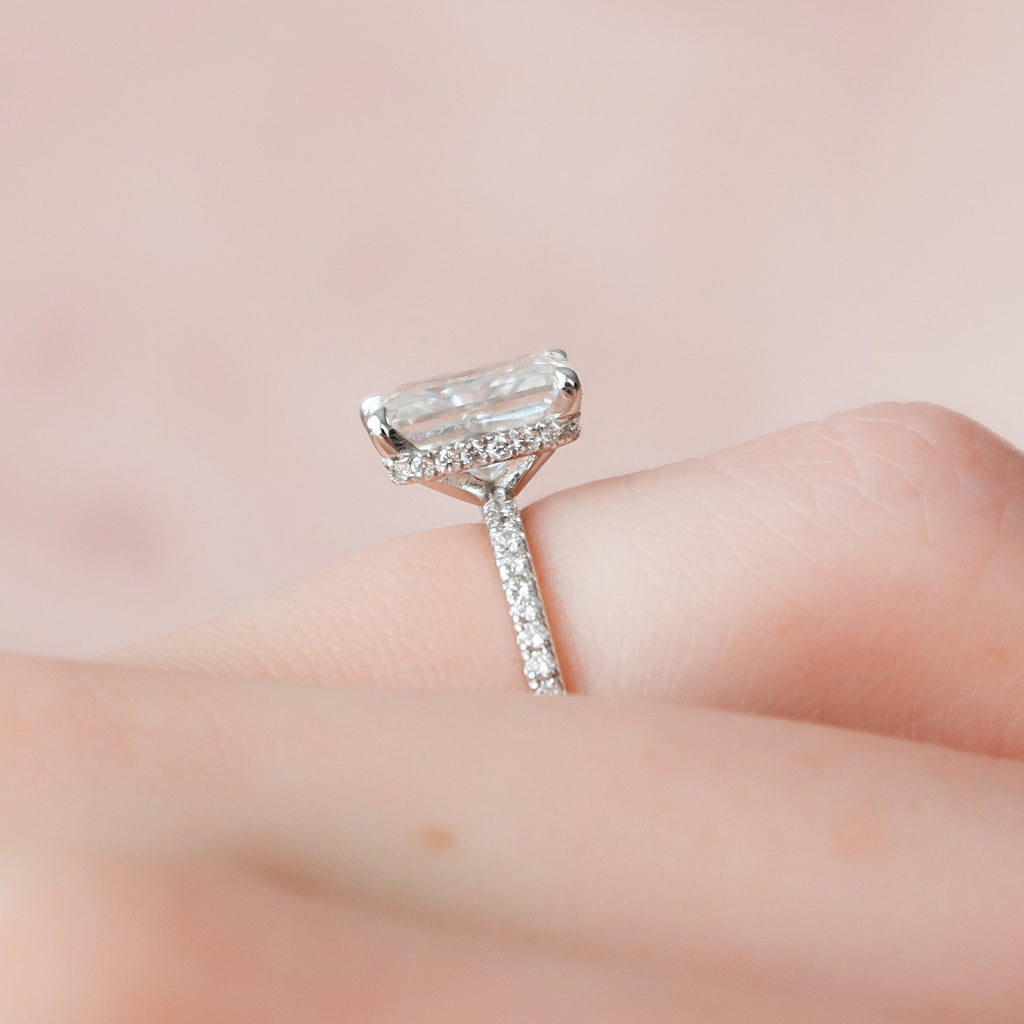2.0 CT Radiant Moissanite Pave Engagement Ring