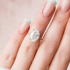 4.0 CT Oval Moissanite Hidden Halo Setting Engagement Ring