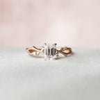 1.0 CT Emerald Cut Twig Nature Inspired Moissanite Engagement Ring
