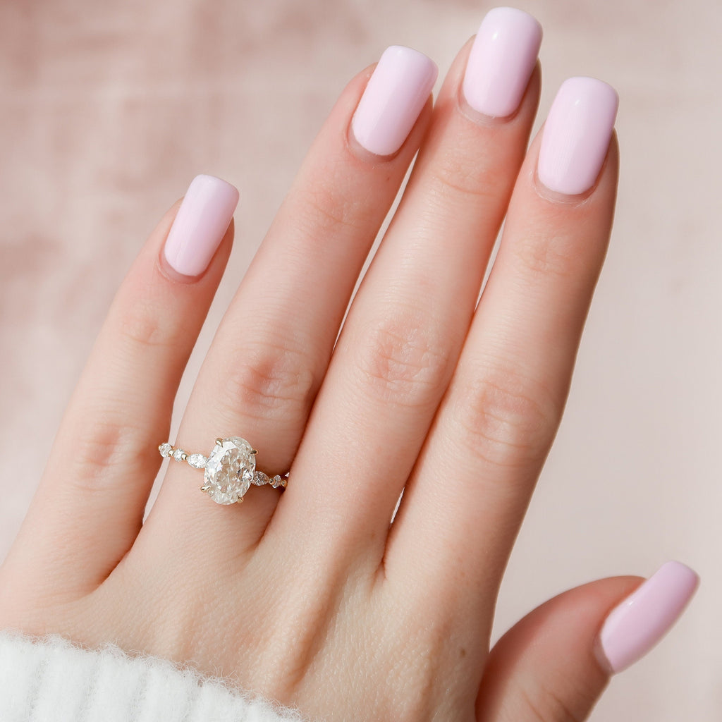 2.0 CT Oval Cut Moissanite Pave Engagement Ring