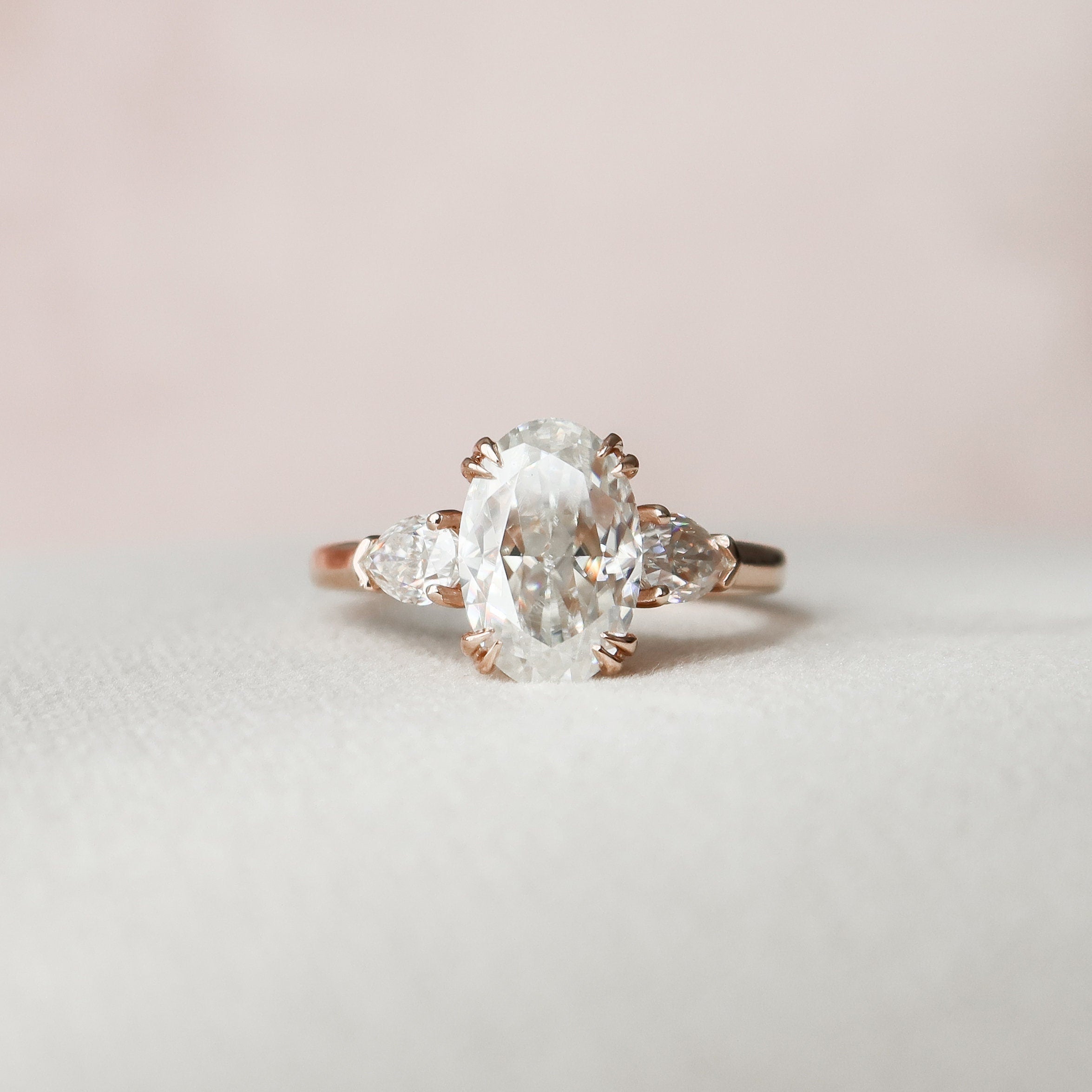 3.5 CT Oval Cut Moissanite Three Stones Engagement Ring