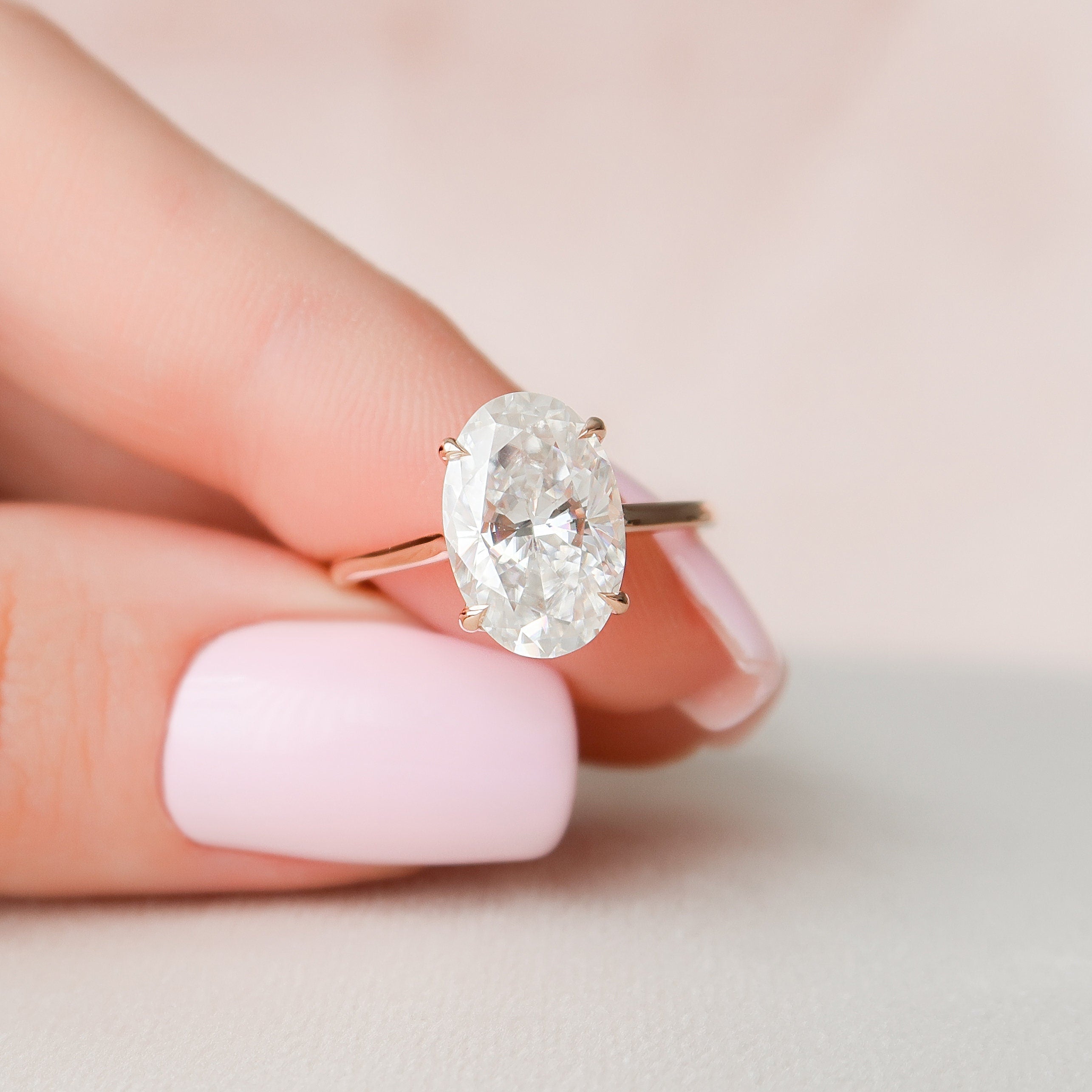 3.50 CT Oval Cut Hidden Halo Moissanite Engagement Ring Main image