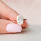 3.50 CT Oval Cut Hidden Halo Moissanite Engagement Ring