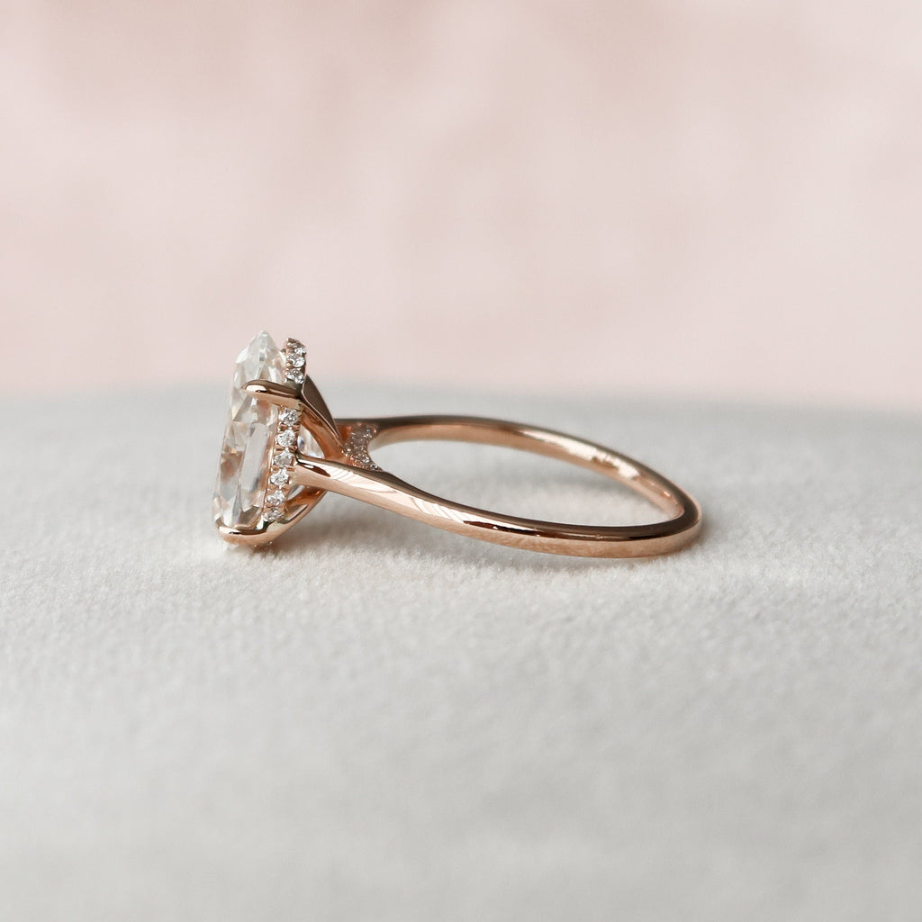 3.50 CT Oval Cut Hidden Halo Moissanite Engagement Ring