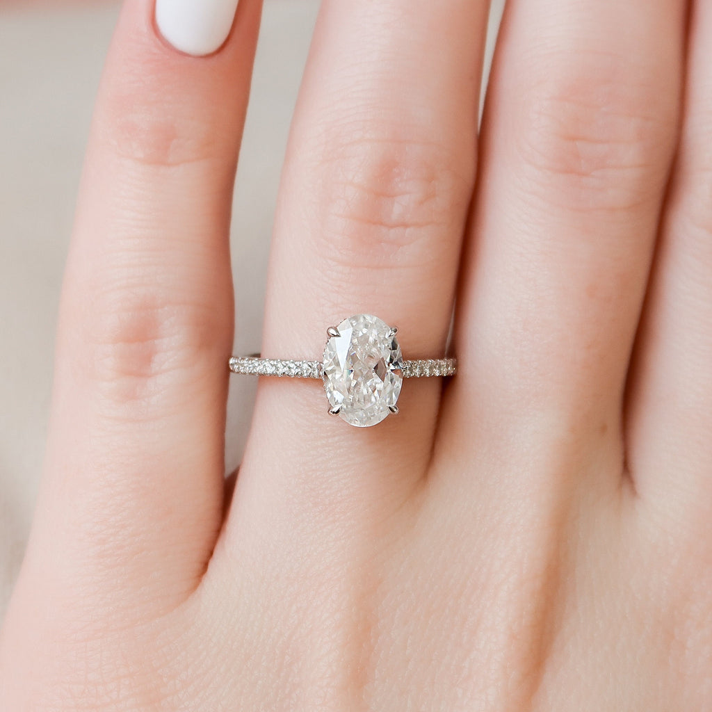 2.0 CT Oval Moissanite Pave Setting Engagement Ring