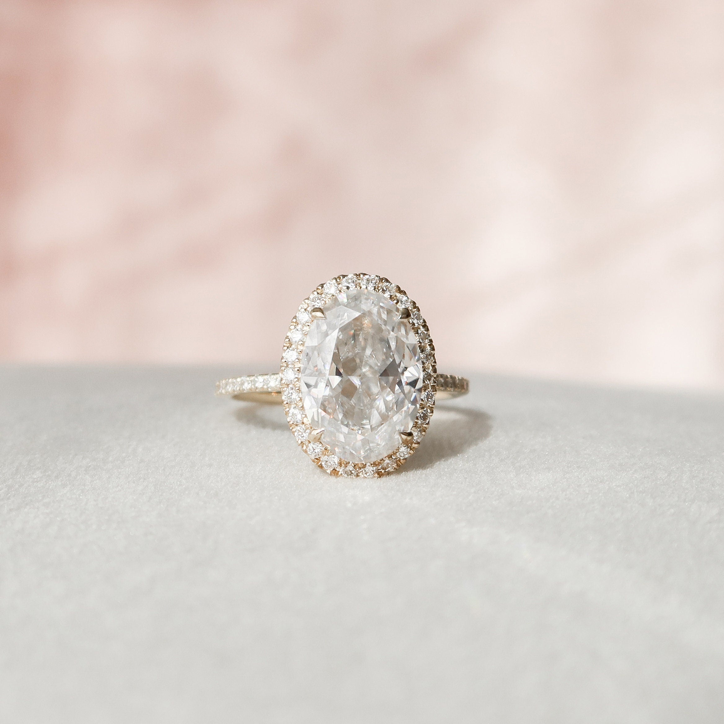 4.50 CT Oval Moissanite Halo Setting Engagement Ring