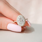 4.50 CT Oval Moissanite Halo Setting Engagement Ring