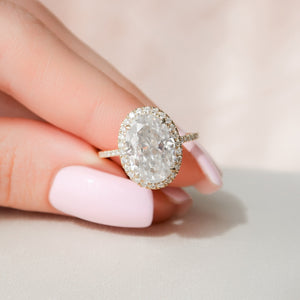 4.50 CT Oval Moissanite Halo Setting Engagement Ring