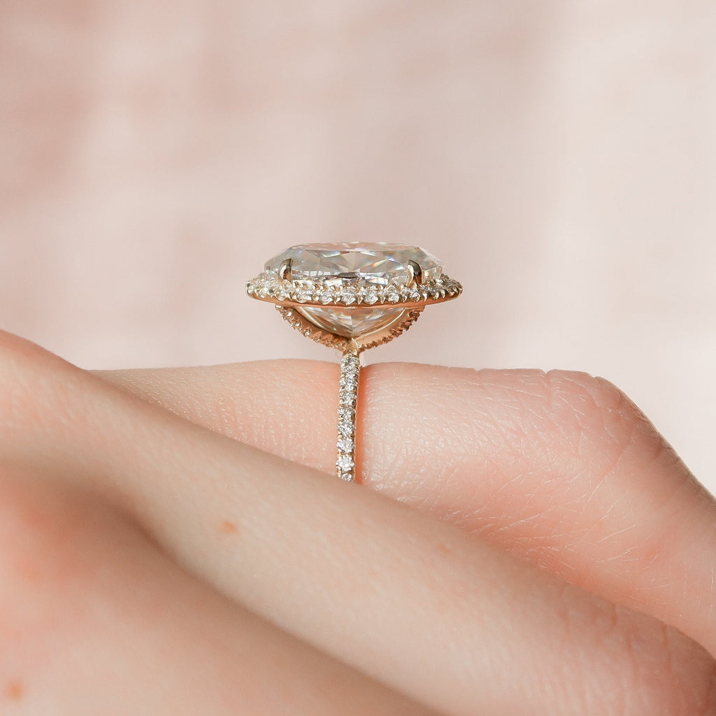 4.50 CT Oval Moissanite Halo Setting Engagement Ring