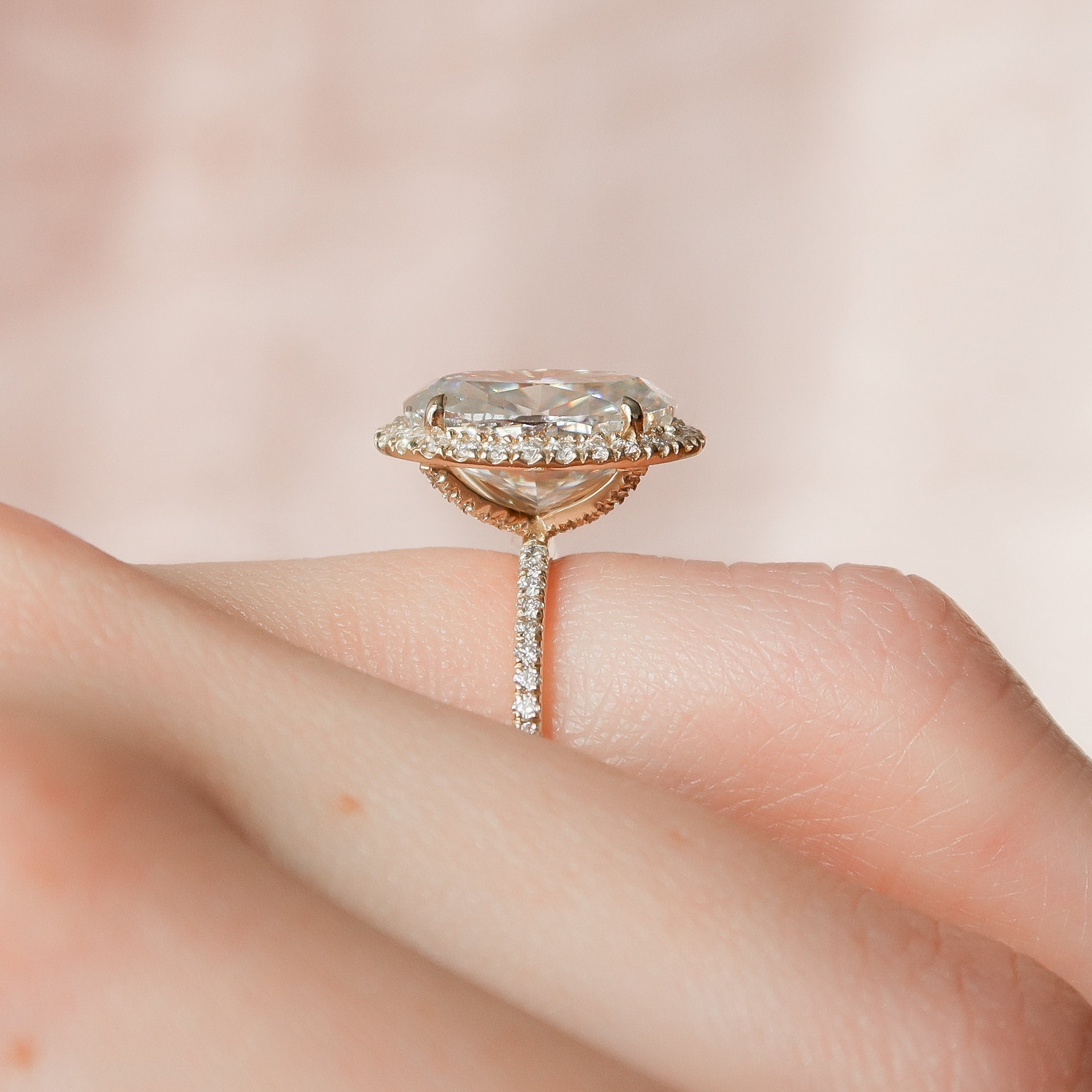 4.50 CT Oval Moissanite Halo Setting Engagement Ring