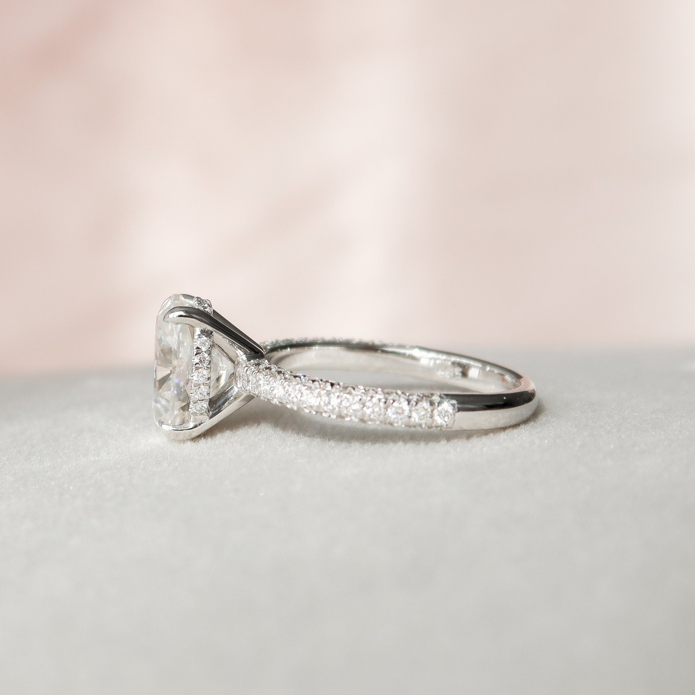 3.0 CT Oval Moissanite Pave Setting Engagement Ring
