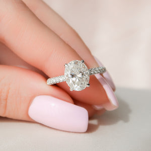 3.0 CT Oval Moissanite Pave Setting Engagement Ring