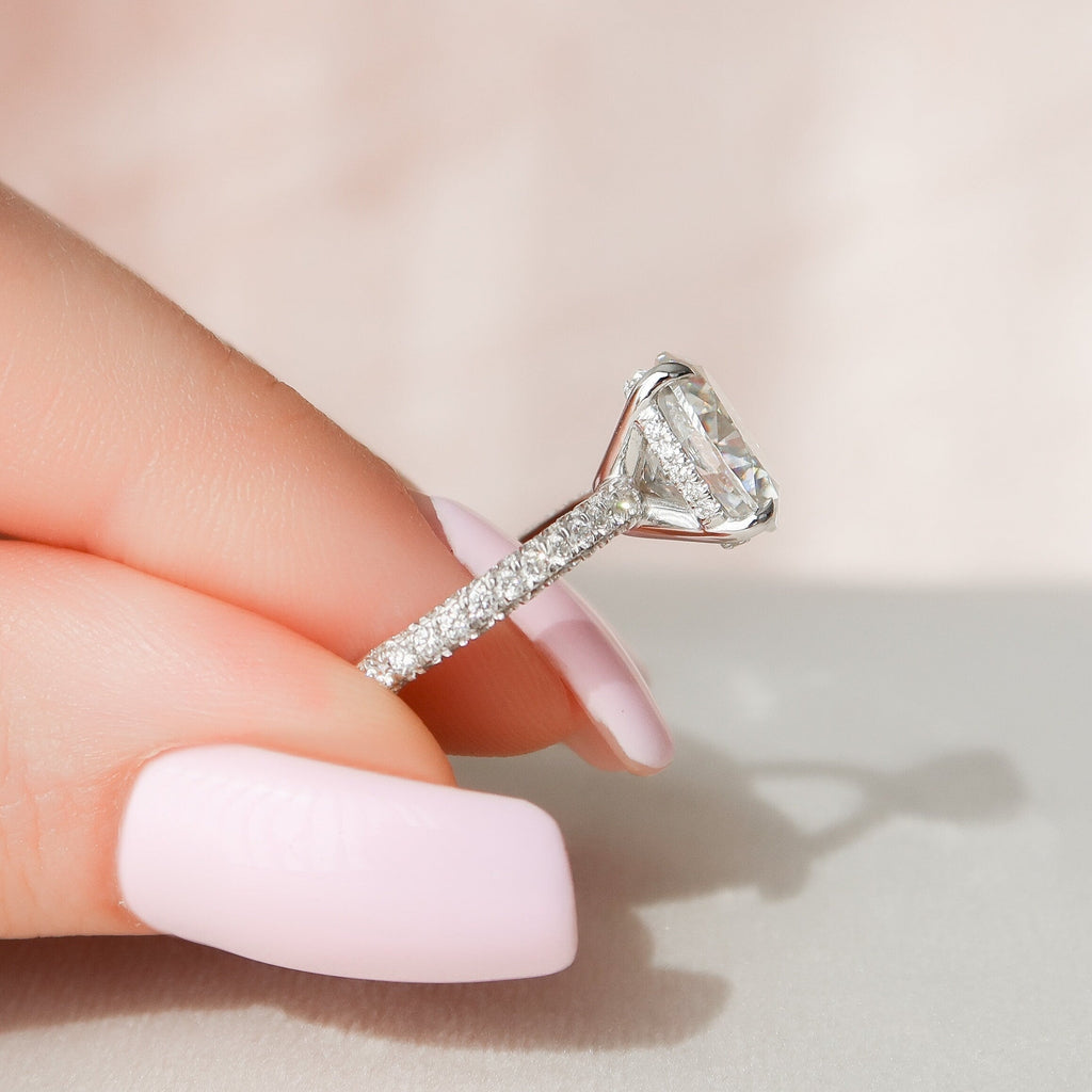3.0 CT Oval Moissanite Pave Setting Engagement Ring