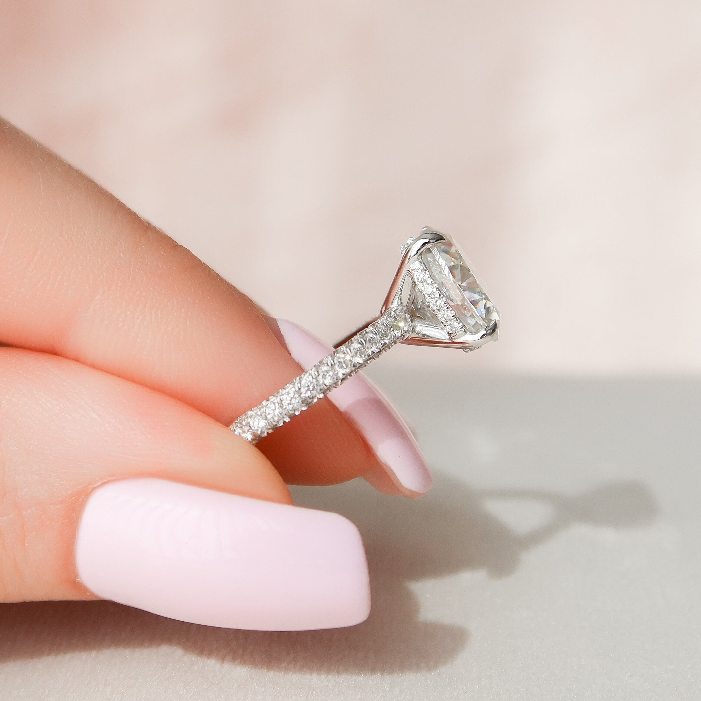 3.0 CT Oval Moissanite Pave Setting Engagement Ring