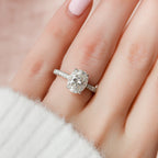 3.0 CT Oval Moissanite Pave Setting Engagement Ring