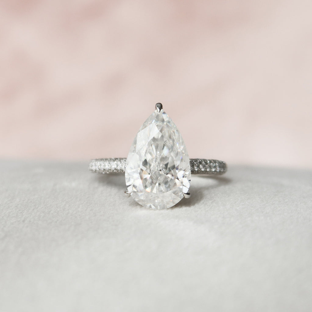 5.0 CT Pear Moissanite Pave Setting Engagement Ring